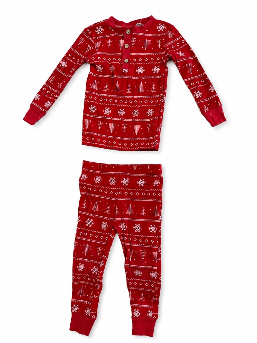 Rabbit Bear Organic 18M Red Christmas Pajama Set